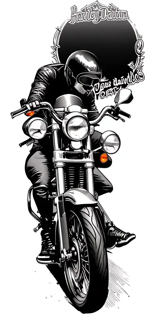 powerlines and Harley Davidson motorcycle tattoo design idea