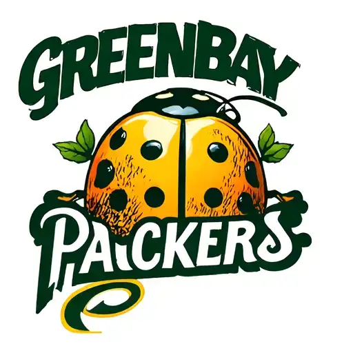 greenbay packers logo with lady bug font cursive tattoo tattoo design idea