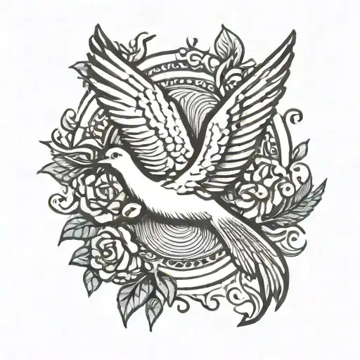 peace dove carrying tattoo design idea