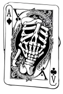 skeleton hand, playing cards, gambling, poker, ace tattoo design idea