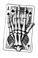 skeleton hand, playing cards, gambling, poker, ace tattoo design idea