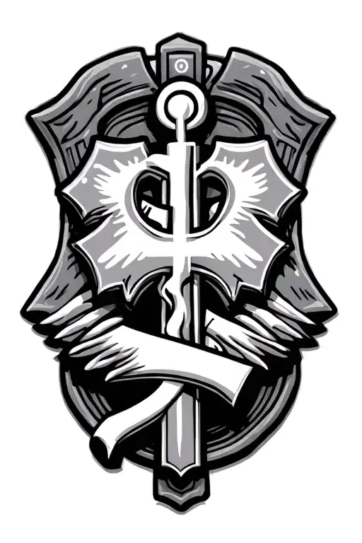 combat medic badge & cross intertwined tattoo design idea
