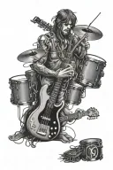 bass guitar and drums mixed together tattoo design idea