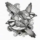 Two sparrow flying tattoo design idea