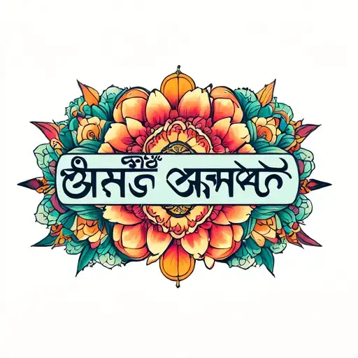 breathe sanskrit shloka with artwork tattoo design idea