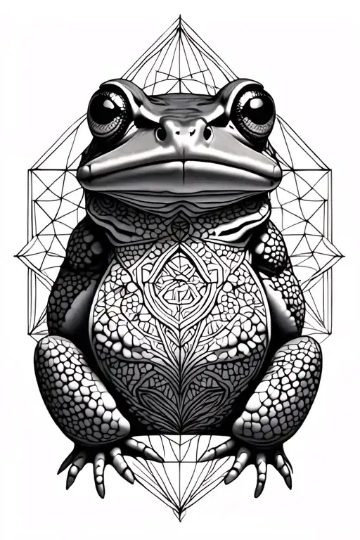 bufo toad with sacred geometry tattoo design idea