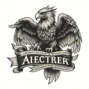 A tattoo design of a fierce eagle clutching a banner with the Latin phrase 'flectere si nequeo supros acheronta movebo' in its talons tattoo design idea