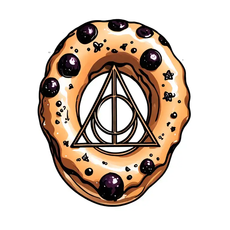 deathly hallows donut shaped pool floaty tattoo design idea