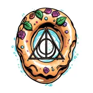 deathly hallows donut shaped pool floaty tattoo design idea