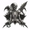 burning crucifix scaring Xenomorph tattoo design idea