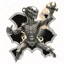 burning crucifix scaring Xenomorph tattoo design idea