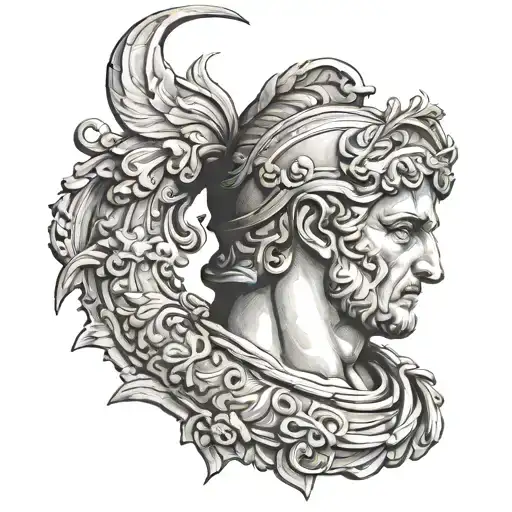 I have a tatoo on the shoulder that says "SPQR". Provide some ideas on how to extend the roman tattoo, in a roman style, tattoo design idea