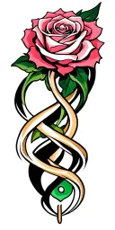 Women's Celtic Trinity Knot Tribal Sleave with Rose  tattoo design idea