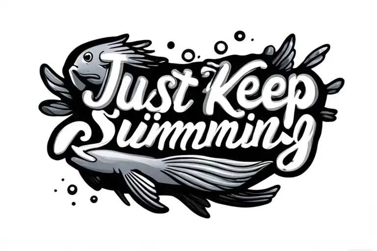 "Just Keep Swimming" text tattoo design idea