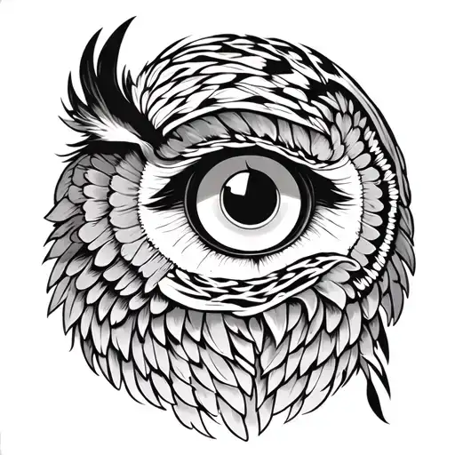 owl evil eye looking tattoo design idea