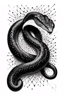 diamond shape dotwork with snake slithering tattoo design idea