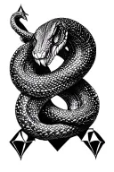 diamond shape dotwork with snake slithering tattoo design idea