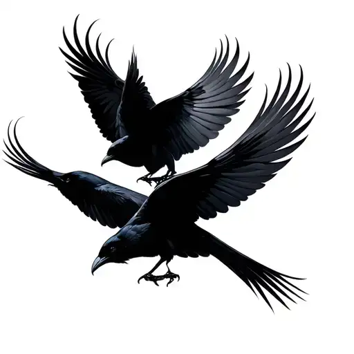 minimalist crows flying away tattoo design idea