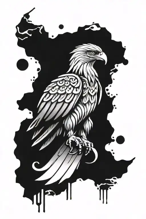 mexican eagle flag cyberpunk style tattoo design idea