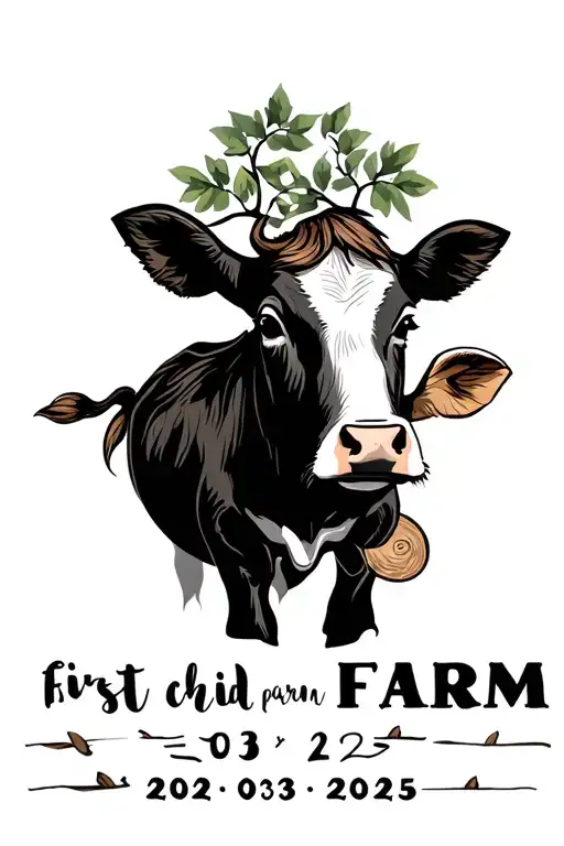 first child farm themed with the date 20/03/2025 tattoo design idea