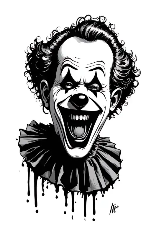 laugh through the pain clown face tattoo design idea