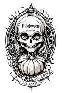 halloween with child's name incorporated within tattoo design idea