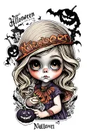 halloween with child's name incorporated within tattoo design idea