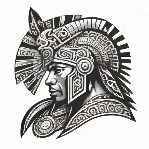 african tribal inspired design featuring Aztec warrior tattoo design idea