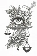 Libra eye and rose tattoo design idea