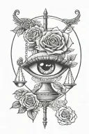Libra eye and rose tattoo design idea