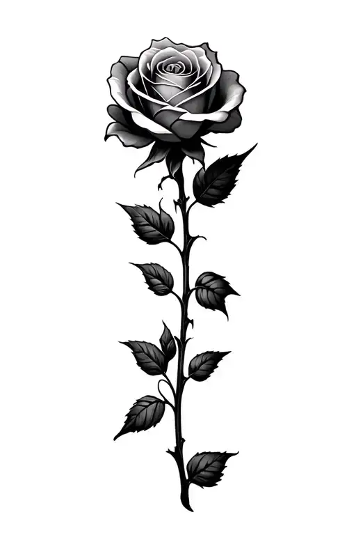 gothic rose and stem tattoo design idea