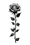 gothic rose and stem tattoo design idea