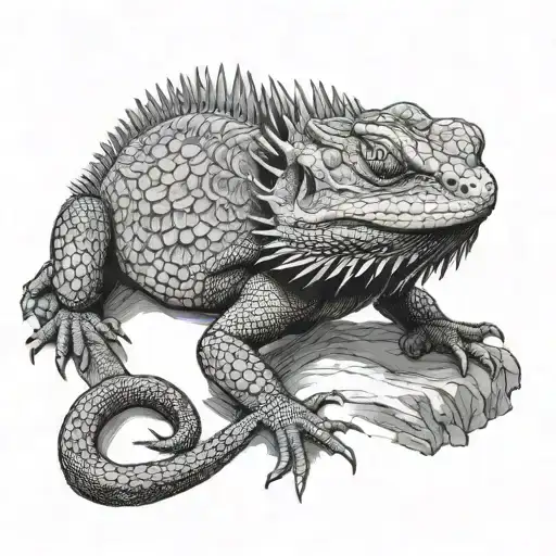 bearded dragon with human anatomy  tattoo design idea