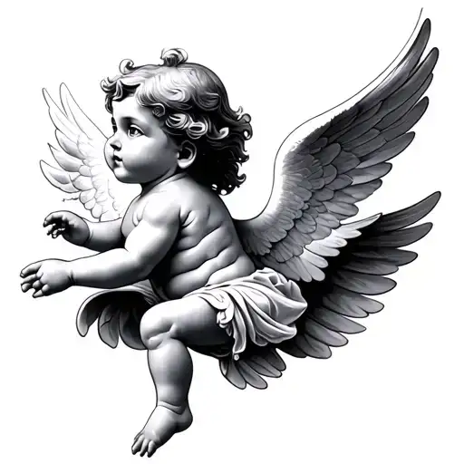 Flying Cherub tattoo design idea