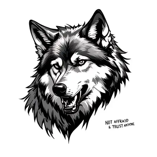 Lone Wolf not afraid of anything and doesn't trust anyone tattoo design idea