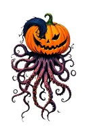 jack o lantern, tentacles, eldritch, deep space tattoo design idea