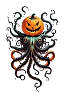 jack o lantern, tentacles, eldritch, deep space tattoo design idea