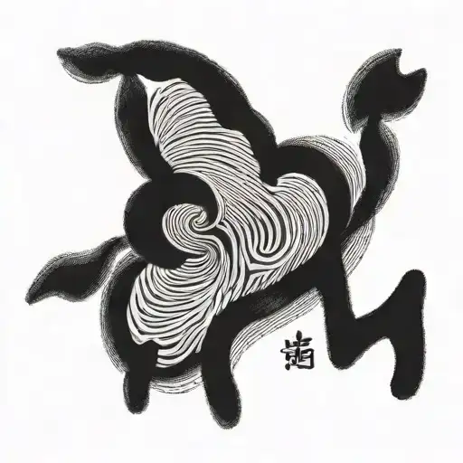 "Heart of blended fingerprints with 'Tsugai' (番い) calligraphy, symbolizing soulmate unity and love." tattoo design idea