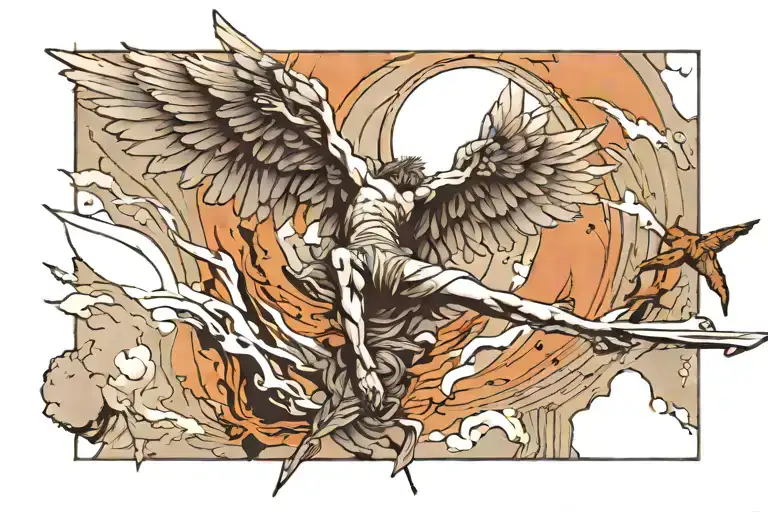 Icarus falling tattoo design idea