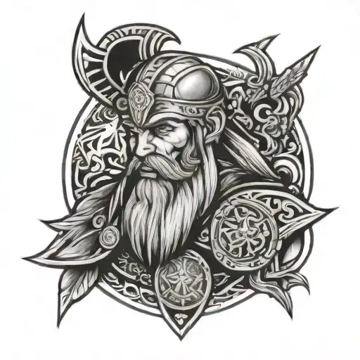 Norse viking warrior tattoo design idea