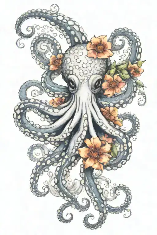 Octopus hugging flower mandala tattoo design idea