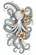 Octopus hugging flower mandala tattoo design idea