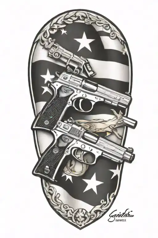 gadsden flag pistols tattoo design idea