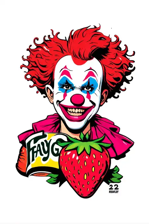 A pink ICP clown with a strawberry faygo 2-liter tattoo design idea