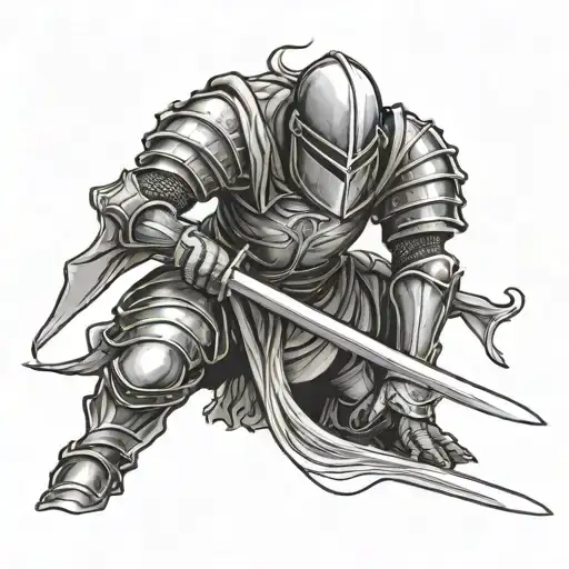 Knight Kneeling With Sword tattoo design idea
