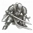 Knight Kneeling With Sword tattoo design idea