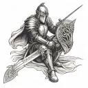 Knight Kneeling With Sword tattoo design idea