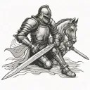 Knight Kneeling With Sword tattoo design idea