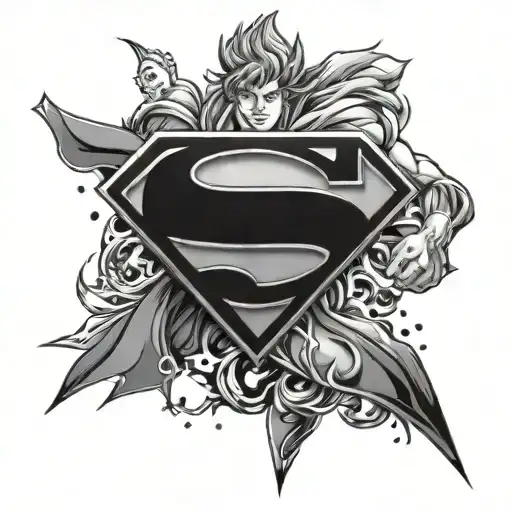 logo de Superman and mix ultra instinct goku tattoo design idea