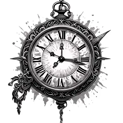 time waits for no one hand tattoo design idea